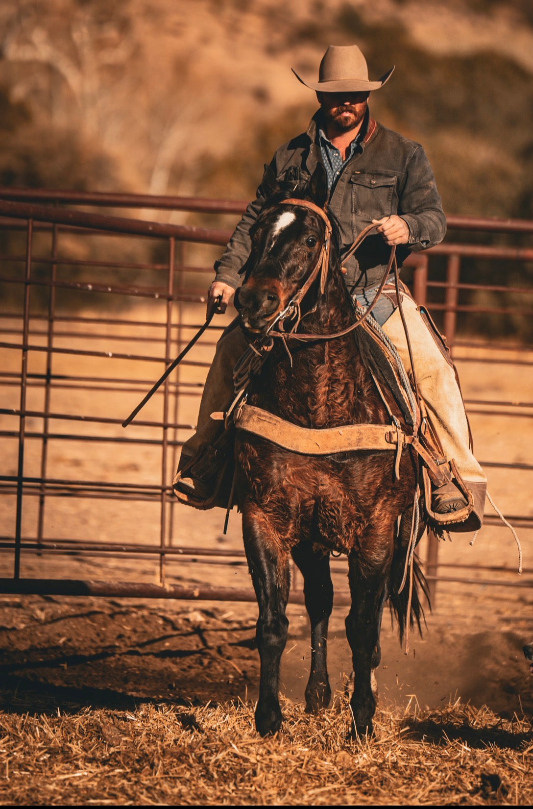 GetWestern leather collar jacket