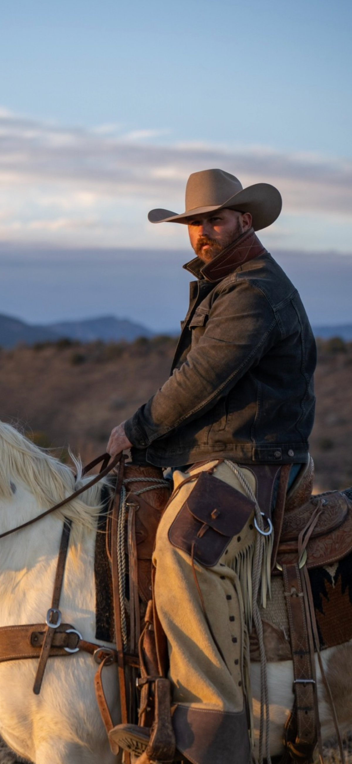 GetWestern leather collar jacket